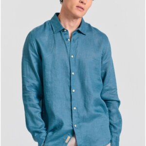 FUNKY BUDDHA ΠΟΥΚΑΜΙΣΟ ΛΙΝΟ ΑΝΔΡΙΚΟ BLUE STEEL FBM011-001-05 REGULAR FIT