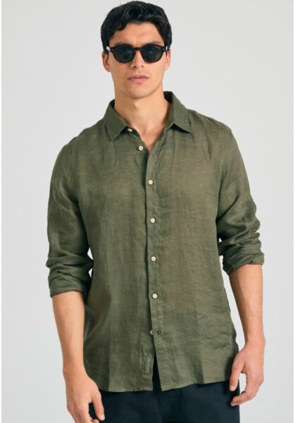 FUNKY BUDDHA ΠΟΥΚΑΜΙΣΟ ΛΙΝΟ ΑΝΔΡΙΚΟ ΧΑΚΙ FBM011-001-05 REGULAR FIT