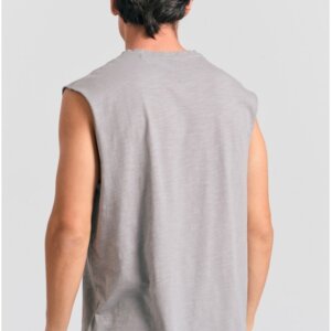 FUNKY BUDDHA T-SHIRT ΑΜΑΝΙΚΟ ΑΝΔΡΙΚΟ RAW EDGES ΓΚΡΙ-ELEPHANT FBM011-010-04 REGULAR FIT