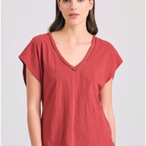 FUNKY BUDDHA T-SHIRT ΓΥΝΑΙΚΕΙΟ EARTH RED FBL011-110-04 REGULAR FIT