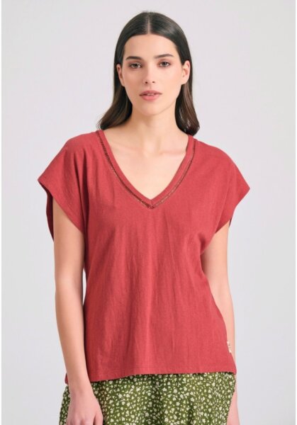 FUNKY BUDDHA T-SHIRT ΓΥΝΑΙΚΕΙΟ EARTH RED FBL011-110-04 REGULAR FIT