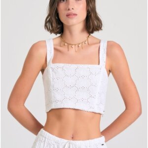 FUNKY BUDDHA CROPPED TOP ΓΥΝΑΙΚΕΙΟ ΛΕΥΚΟ FBL011-127-17 REGULAR FIT