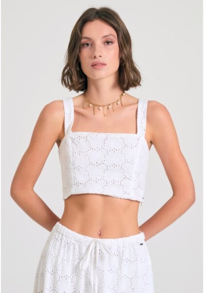 FUNKY BUDDHA CROPPED TOP ΓΥΝΑΙΚΕΙΟ ΛΕΥΚΟ FBL011-127-17 REGULAR FIT
