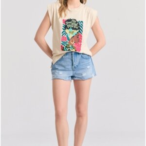 FUNKY BUDDHA T-SHIRT ΓΥΝΑΙΚΕΙΟ ΕΚΡΟΥ FBL011-125-04 REGULAR FIT