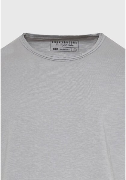 FUNKY BUDDHA T-SHIRT ΑΜΑΝΙΚΟ ΑΝΔΡΙΚΟ RAW EDGES ΓΚΡΙ-ELEPHANT FBM011-010-04 REGULAR FIT