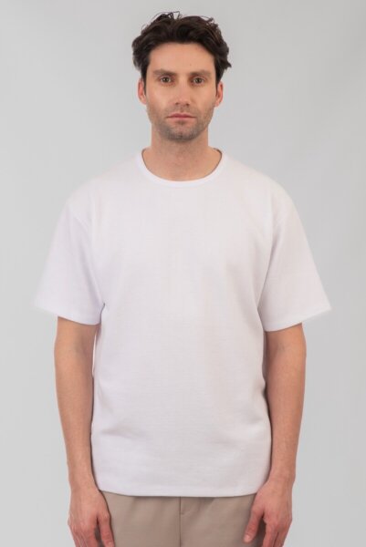 DOUBLE T-SHIRT ΑΝΤΡΙΚΟ ΠΛΕΞΗ WAFFLE ΛΕΥΚΟ 251TS-9040 REGULAR FIT