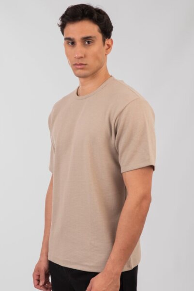 DOUBLE T-SHIRT ΑΝΤΡΙΚΟ ΠΛΕΞΗ WAFFLE ΜΠΕΖ-GREIGE 251TS-9040 REGULAR FIT