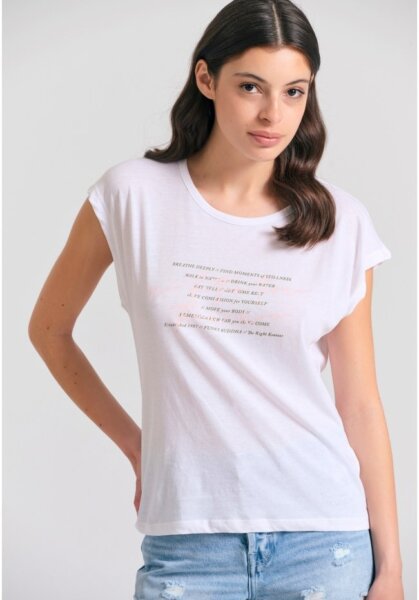 FUNKY BUDDHA T-SHIRT ΓΥΝΑΙΚΕΙΟ ΛΕΥΚΟ FBL011-182-04 REGULAR FIT