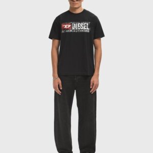 DIESEL T-SHIRT ΑΝΔΡΙΚΟ ΒΑΜΒΑΚΕΡΟ ΜΑΥΡΟ A19436-0PLAT-9XX T-NORM-T6 REGULAR