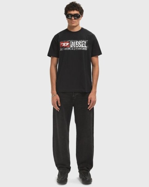 DIESEL T-SHIRT ΑΝΔΡΙΚΟ ΒΑΜΒΑΚΕΡΟ ΜΑΥΡΟ A19436-0PLAT-9XX T-NORM-T6 REGULAR