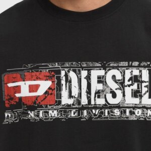 DIESEL T-SHIRT ΑΝΔΡΙΚΟ ΒΑΜΒΑΚΕΡΟ ΜΑΥΡΟ A19436-0PLAT-9XX T-NORM-T6 REGULAR