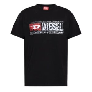 DIESEL T-SHIRT ΑΝΔΡΙΚΟ ΒΑΜΒΑΚΕΡΟ ΜΑΥΡΟ A19436-0PLAT-9XX T-NORM-T6 REGULAR