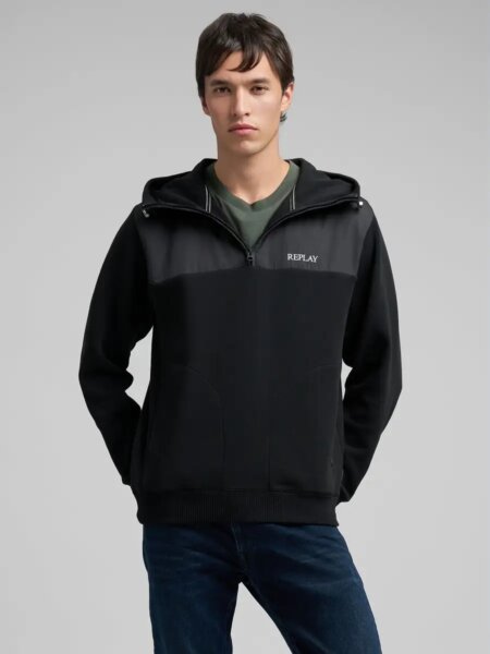 REPLAY ΦΟΥΤΕΡ ΑΝΔΡΙΚΟ HALF ZIP ΜΑΥΡΟ M3178.000.23665.098 REGULAR FIT