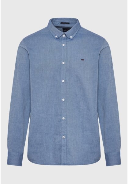 FUNKY BUDDHA ΠΟΥΚΑΜΙΣΟ ΑΝΔΡΙΚΟ OXFORD INDIGO MEL FBM012-001-05 REGULAR FIT