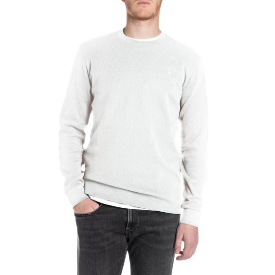 REPLAY T-SHIRT ΜΑΚΡΥΜΑΝΙΚΟ ΑΝΔΡΙΚΟ ΛΕΥΚΟ M3101.000.85204.011 REGULAR FIT