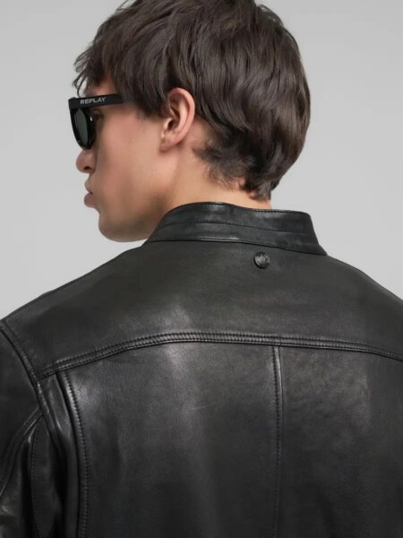 REPLAY JACKET ΔΕΡΜΑΤΙΝΟ ΑΝΔΡΙΚΟ ΜΑΥΡΟ M8497.000.85462.010 REGULAR FIT