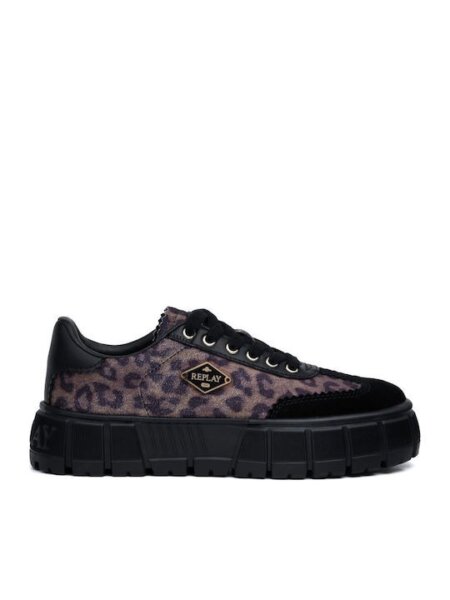 REPLAY SNEAKER ΓΥΝΑΙΚΕΙΟ ΜΑΥΡΟ-ΛΕΟΠΑΡ PAULETTE WILD GWZ7G.000.C0006T-1335