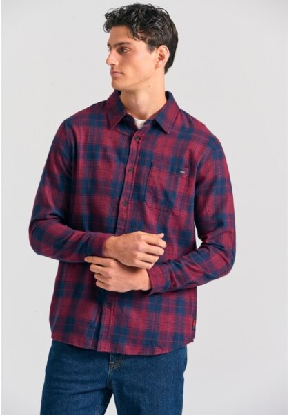 FUNKY BUDDHA ΠΟΥΚΑΜΙΣΟ ΑΝΔΡΙΚΟ ΚΑΡΩ ΚΟΚΚΙΝΟ FBM012-018-05 REGULAR FIT