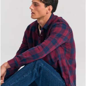 FUNKY BUDDHA ΠΟΥΚΑΜΙΣΟ ΑΝΔΡΙΚΟ ΚΑΡΩ ΚΟΚΚΙΝΟ FBM012-018-05 REGULAR FIT