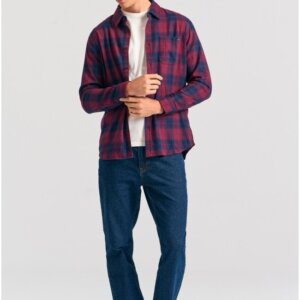 FUNKY BUDDHA ΠΟΥΚΑΜΙΣΟ ΑΝΔΡΙΚΟ ΚΑΡΩ ΚΟΚΚΙΝΟ FBM012-018-05 REGULAR FIT