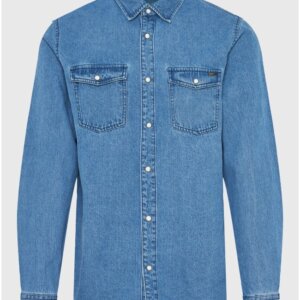 FUNKY BUDDHA ΠΟΥΚΑΜΙΣΟ DENIM ΜΠΛΕ FBM012-075-05 REGULAR FIT