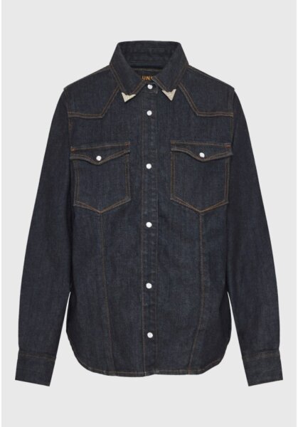 FUNKY BUDDHA ΠΟΥΚΑΜΙΣΟ DENIM ΓΥΝΑΙΚΕΙΟ ΜΠΛΕ ΣΚΟΥΡΟ FBL012-164-05 REGULAR FIT