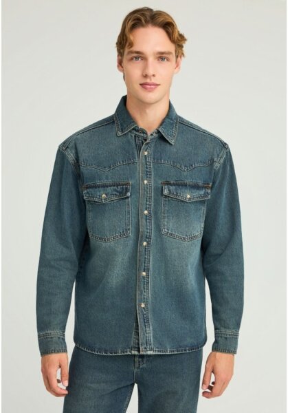 FUNKY BUDDHA JACKET DENIM DIRTY BLUE FBM012-066-05 REGULAR FIT