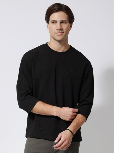 TRESOR T-SHIRT ΜΑΝΙΚΙ 3/4 ΑΝΔΡΙΚΟ ΜΑΥΡΟ CARLOS 207095 REGULAR FIT