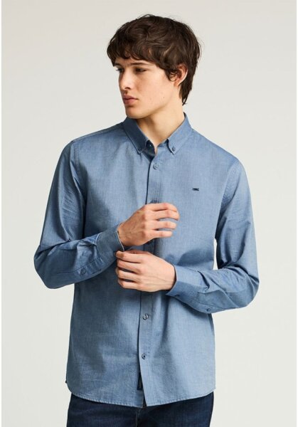 FUNKY BUDDHA ΠΟΥΚΑΜΙΣΟ ΑΝΔΡΙΚΟ OXFORD INDIGO MEL FBM012-001-05 REGULAR FIT