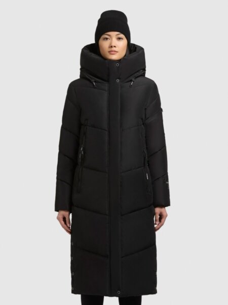 KHUJO JACKET ΓΥΝΑΙΚΕΙΟ ΜΑΚΡΥ ΜΑΥΡΟ PULSET MATT 1182CO253-200 BLACK REGULAR FIT