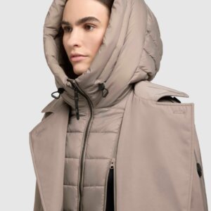 KHUJO JACKET ΓΥΝΑΙΚΕΙΟ ΜΑΚΡΥ ΜΠΕΖ ELENA 1267CO253-123 GREIGE REGULAR FIT