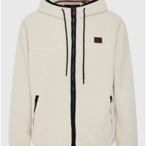 FUNKY BUDDHA ΖΑΚΕΤΑ FLEECE ΑΝΔΡΙΚΗ OFF WHITE FBM012-056-06 RELAXED FIT