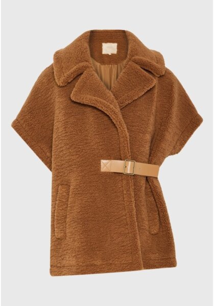 FUNKY BUDDHA ΠΑΛΤΟ TEDDY ΜΕ ΚΟΝΤΟ ΜΑΝΙΚΙ ΓΥΝΑΙΚΕΙΟ ΚΑΦΕ FBL012-138-01 REGULAR FIT
