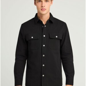 FUNKY BUDDHA ΠΟΥΚΑΜΙΣΟ DENIM ΑΝΔΡΙΚΟ ΜΑΥΡΟ FBM012-080-05 REGULAR FIT
