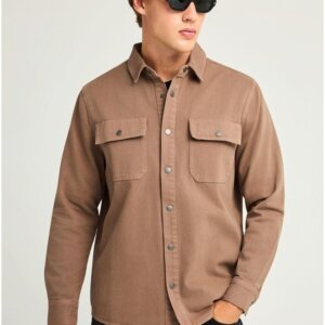 FUNKY BUDDHA ΠΟΥΚΑΜΙΣΟ DENIM ΑΝΔΡΙΚΟ ΚΑΦΕ FBM012-080-05 REGULAR FIT