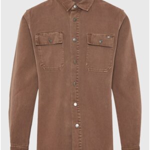 FUNKY BUDDHA ΠΟΥΚΑΜΙΣΟ DENIM ΑΝΔΡΙΚΟ ΚΑΦΕ FBM012-080-05 REGULAR FIT