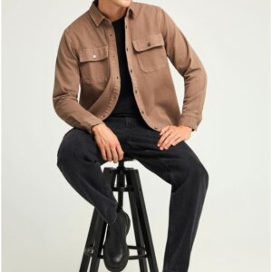 FUNKY BUDDHA ΠΟΥΚΑΜΙΣΟ DENIM ΑΝΔΡΙΚΟ ΚΑΦΕ FBM012-080-05 REGULAR FIT