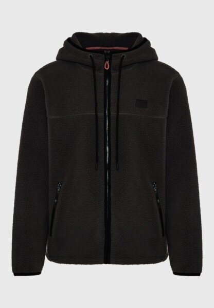 FUNKY BUDDHA ΖΑΚΕΤΑ FLEECE ΑΝΔΡΙΚΗ ΜΑΥΡΟ FBM012-056-06 RELAXED FIT