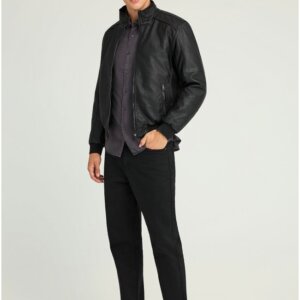 FUNKY BUDDHA JACKET ΤΕΧΝΟΔΕΡΜΑ ΜΑΥΡΟ FBM012-068-01 REGULAR FIT