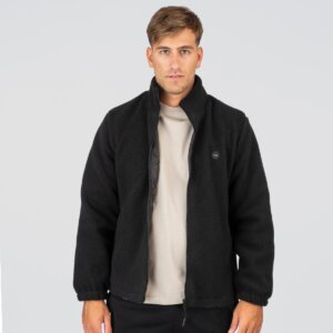 DOUBLE ΖΑΚΕΤΑ FLEECE ΑΝΔΡΙΚΗ ΜΑΥΡΗ 252MFT-7012 REGULAR FIT