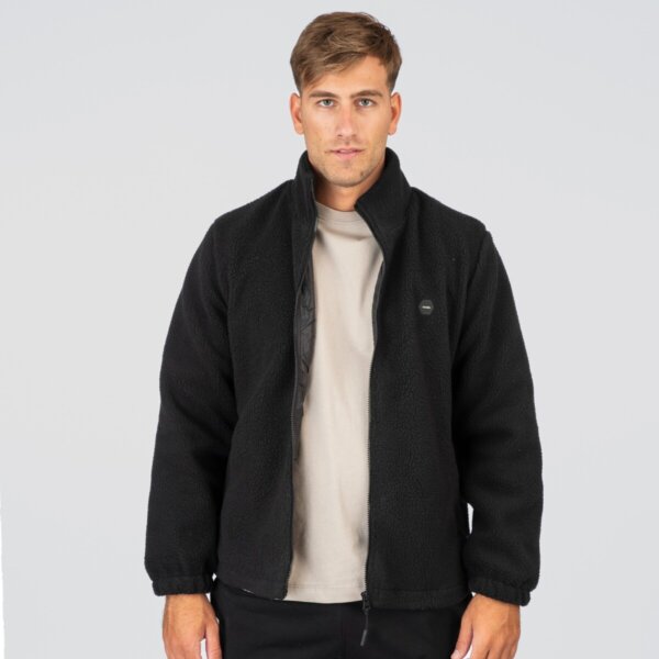 DOUBLE ΖΑΚΕΤΑ FLEECE ΑΝΔΡΙΚΗ ΜΑΥΡΗ 252MFT-7012 REGULAR FIT