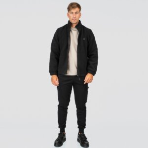 DOUBLE ΖΑΚΕΤΑ FLEECE ΑΝΔΡΙΚΗ ΜΑΥΡΗ 252MFT-7012 REGULAR FIT