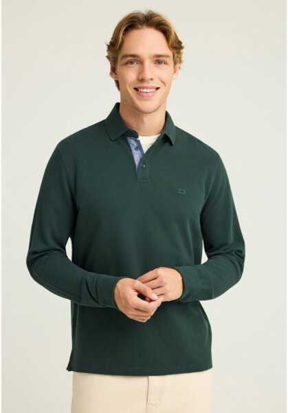 FUNKY BUDDHA POLO ΜΑΚΡΥΜΑΝΙΚΟ ΑΝΔΡΙΚΟ ΠΡΑΣΙΝΟ FBM012-001-11 REGULAR FIT