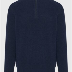 FUNKY BUDDHA ΠΛΕΚΤΟ HALF ZIP ΑΝΤΡΙΚΟ ΜΠΛΕ ΣΚΟΥΡΟ FBM012-052-09 REGULAR FIT