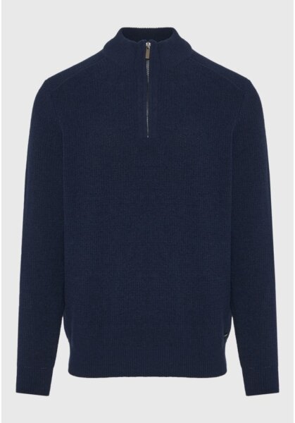 FUNKY BUDDHA ΠΛΕΚΤΟ HALF ZIP ΑΝΤΡΙΚΟ ΜΠΛΕ ΣΚΟΥΡΟ FBM012-052-09 REGULAR FIT