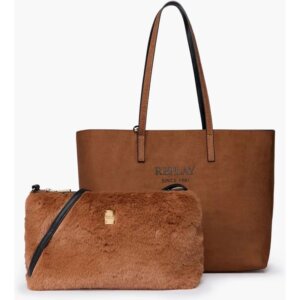 REPLAY ΤΣΑΝΤΑ ΣΕΤ ΔΙΠΛΗΣ ΩΨΗΣ ΚΑΦΕ-ΜΑΥΡΟ FW3553.005.A2018A.X049