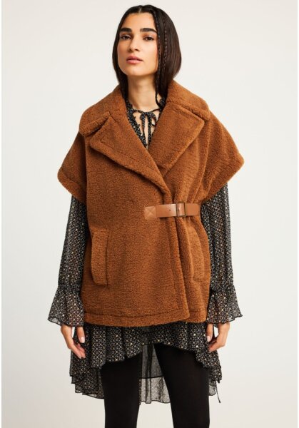 FUNKY BUDDHA ΠΑΛΤΟ TEDDY ΜΕ ΚΟΝΤΟ ΜΑΝΙΚΙ ΓΥΝΑΙΚΕΙΟ ΚΑΦΕ FBL012-138-01 REGULAR FIT