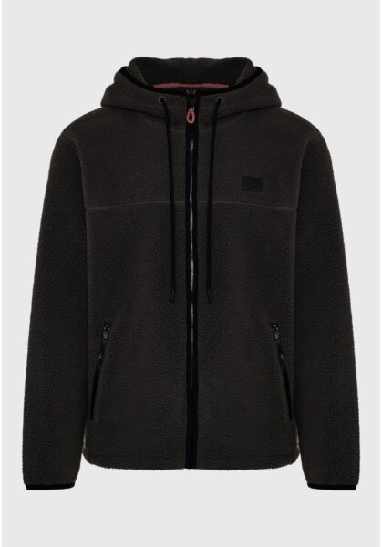 FUNKY BUDDHA ΖΑΚΕΤΑ FLEECE ΑΝΔΡΙΚΗ ΜΑΥΡΟ FBM012-056-06 RELAXED FIT