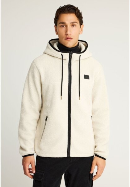FUNKY BUDDHA ΖΑΚΕΤΑ FLEECE ΑΝΔΡΙΚΗ OFF WHITE FBM012-056-06 RELAXED FIT
