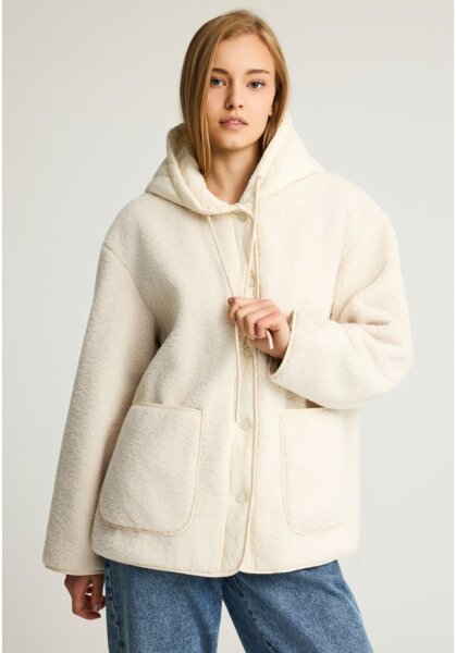 FUNKY BUDDHA JACKET TEDDY ΓΥΝΑΙΚΕΙΟ ΕΚΡΟΥ FBL012-136-01 REGULAR FIT